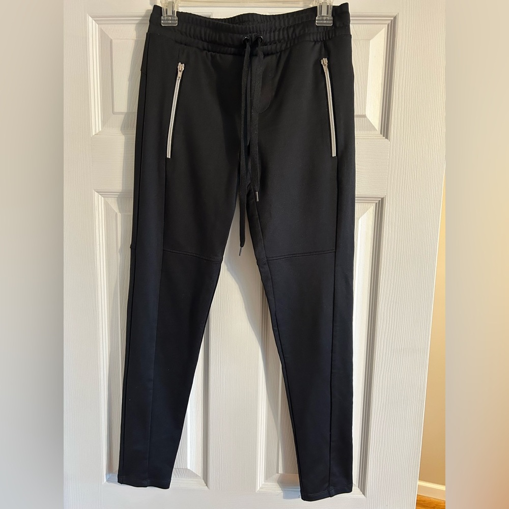 Forever 21 Black Women's Jogger Pants with Silver Zippers